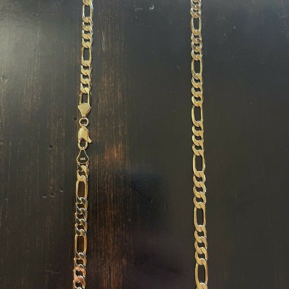 Italian Gold Jewelry - Stamped 14kt Italian Gold Figaro Link Chain Necklace "New"